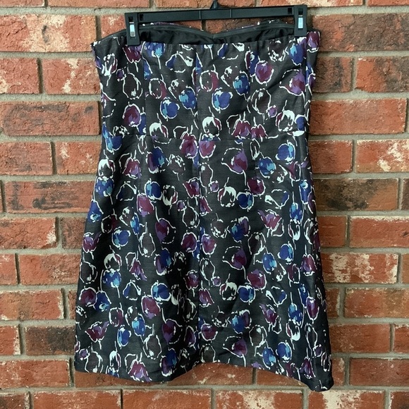 American Eagle Black & Purple Floral Strapless Cocktail Dress - Picture 5 of 7